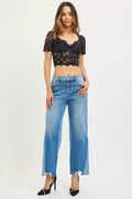 RISEN Full Size Slouchy Cropped Barrel Jeans with Contrast Wash Plus Size - Desert Sunday