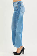 RISEN Full Size Slouchy Cropped Barrel Jeans with Contrast Wash Plus Size - Desert Sunday