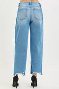 RISEN Full Size Slouchy Cropped Barrel Jeans with Contrast Wash Plus Size - Desert Sunday