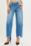 RISEN Full Size Slouchy Cropped Barrel Jeans with Contrast Wash Plus Size - Desert Sunday