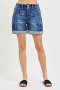 RISEN High Rise Seamed Roll Up Shorts - Desert Sunday