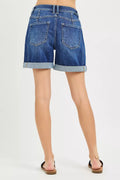 RISEN High Rise Seamed Roll Up Shorts - Desert Sunday