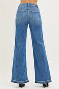 RISEN High Rise Wide Leg Jeans With Released Hem - Desert Sunday