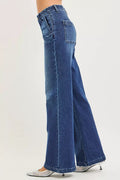 RISEN High Rise Wide Leg Slanted Pocket Jeans - Desert Sunday