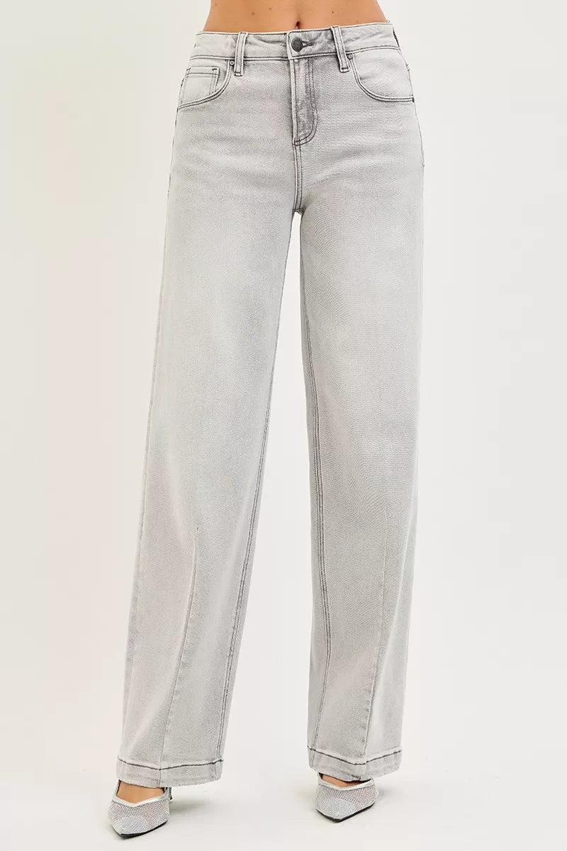 RISEN Slouchy Baggy Jeans with Contrast Stitching - Desert Sunday