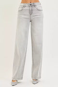 RISEN Slouchy Baggy Jeans with Contrast Stitching - Desert Sunday