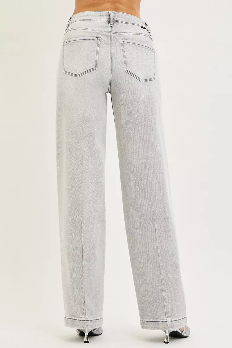 RISEN Slouchy Baggy Jeans with Contrast Stitching - Desert Sunday
