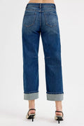 RISEN Slouchy Crop Barrel Cuffed Jeans - Desert Sunday