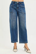 RISEN Slouchy Cropped Baggy Jeans with Front Patch Pocket - Desert Sunday