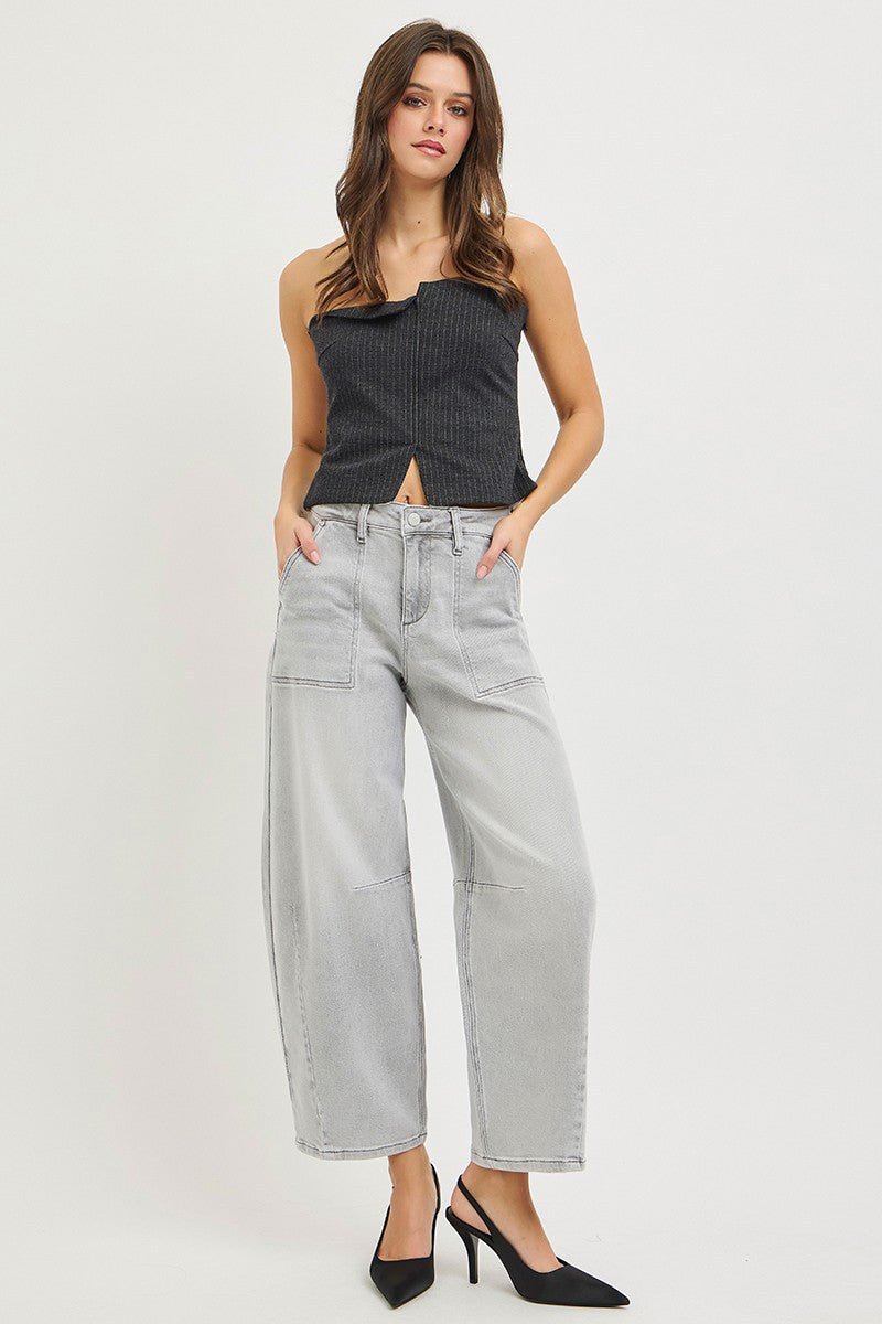 RISEN Slouchy Cropped Barrel Jeans - Desert Sunday