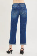 RISEN Slouchy Cropped Boyfriend Jeans with Cuffed Hem - Desert Sunday