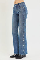 Risen Star Studded Tummy Control Bootcut Jeans - Desert Sunday