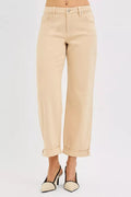 RISEN Tummy Control Mid Rise Ankle Barrel Relaxed Baggy - Desert Sunday