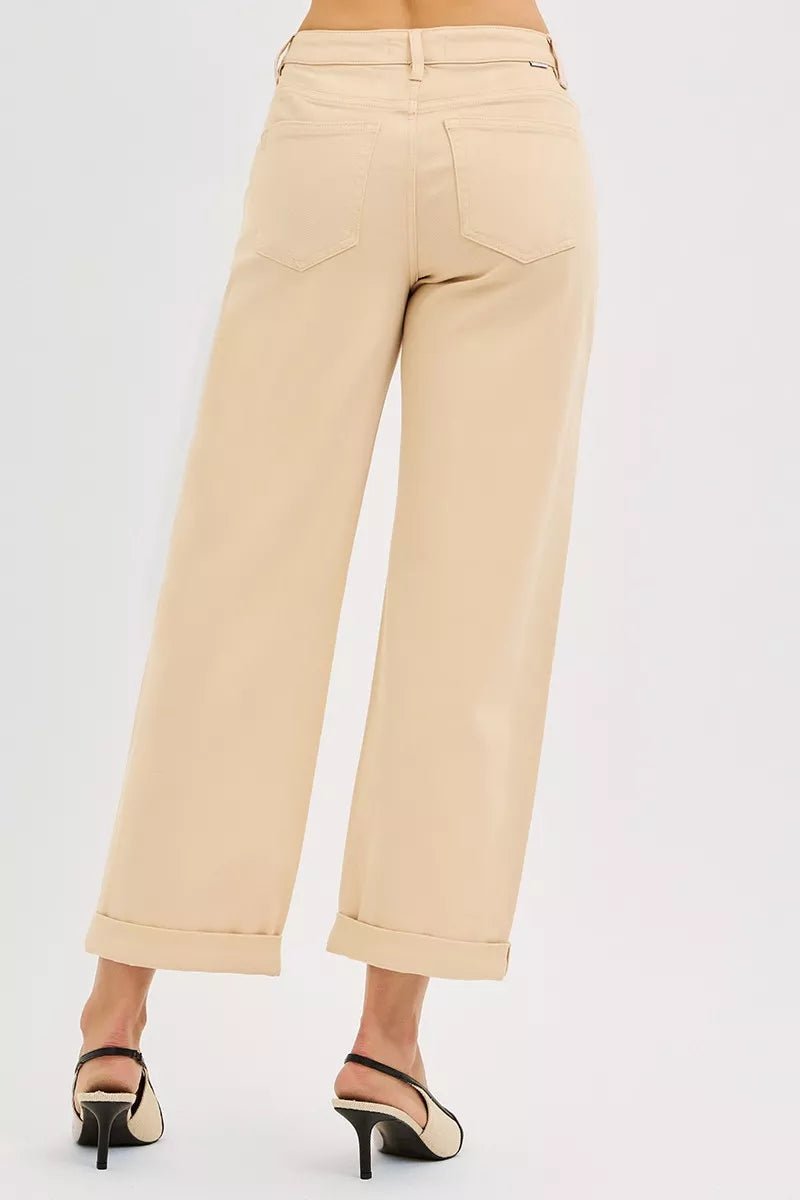 RISEN Tummy Control Mid Rise Ankle Barrel Relaxed Baggy - Desert Sunday