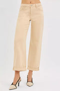 RISEN Tummy Control Mid Rise Ankle Barrel Relaxed Baggy - Desert Sunday