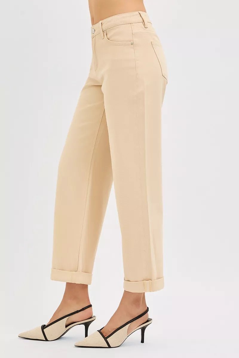 RISEN Tummy Control Mid Rise Ankle Barrel Relaxed Baggy - Desert Sunday