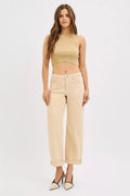RISEN Tummy Control Mid Rise Ankle Barrel Relaxed Baggy - Desert Sunday