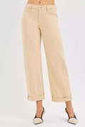 RISEN Tummy Control Mid Rise Ankle Barrel Relaxed Baggy - Desert Sunday