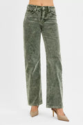 RISEN Tummy Control Mid Rise Straight Leg Corduroy Pants - Desert Sunday