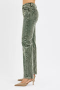 RISEN Tummy Control Mid Rise Straight Leg Corduroy Pants - Desert Sunday