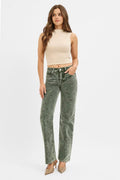 RISEN Tummy Control Mid Rise Straight Leg Corduroy Pants - Desert Sunday
