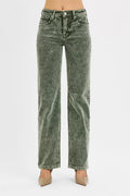 RISEN Tummy Control Mid Rise Straight Leg Corduroy Pants - Desert Sunday