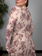 Rosewood Dreams Floral Mesh Midi Dress - Desert Sunday
