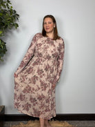 Rosewood Dreams Floral Mesh Midi Dress - Desert Sunday
