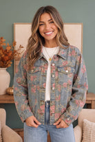 Rosy Days Floral Denim Jacket - Desert Sunday
