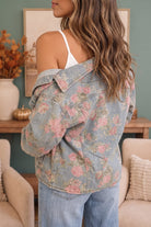 Rosy Days Floral Denim Jacket - Desert Sunday