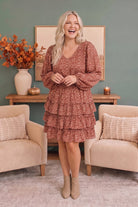 Rust Speckled Ruffle Tiered Mini Dress - Desert Sunday