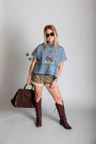 Saddle Ridge Pearl Snap Chambray Top - Desert Sunday