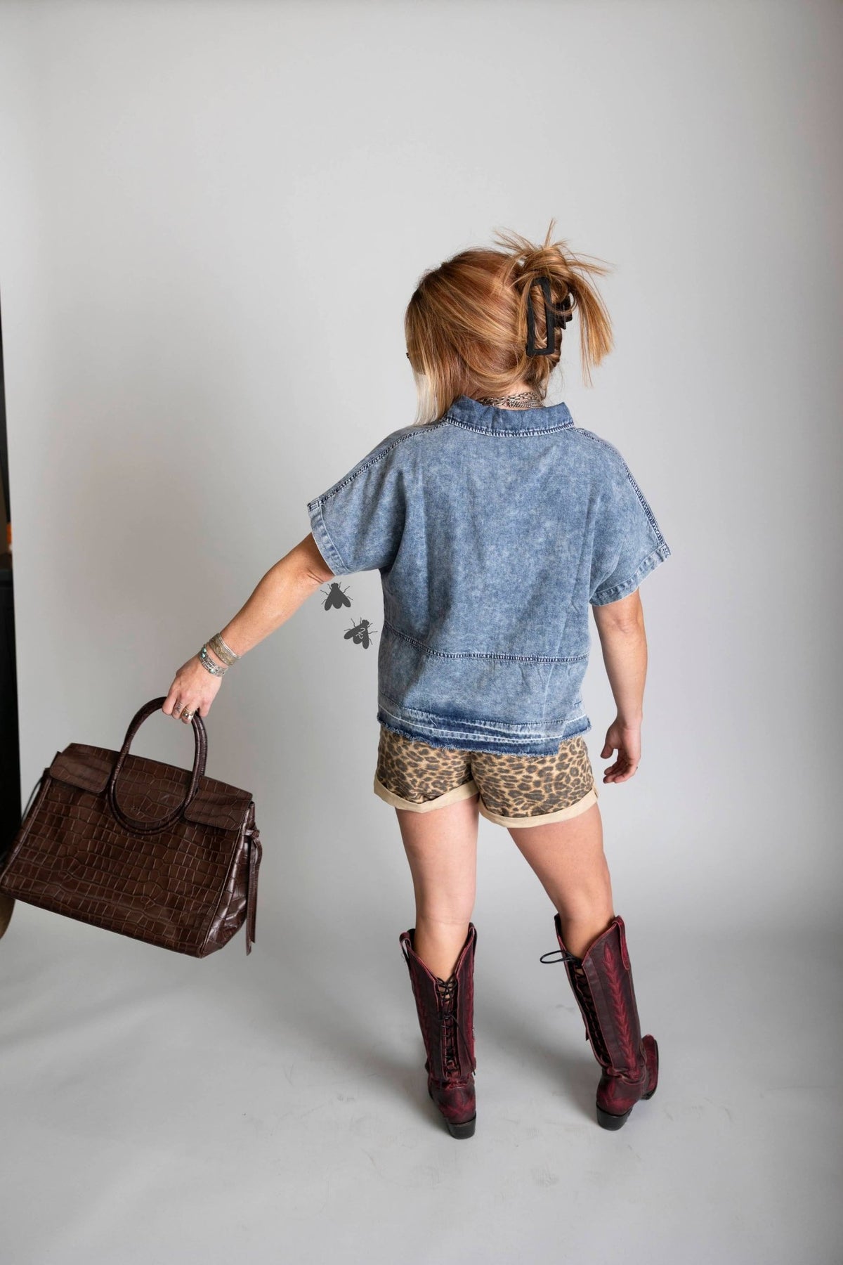 Saddle Ridge Pearl Snap Chambray Top - Desert Sunday