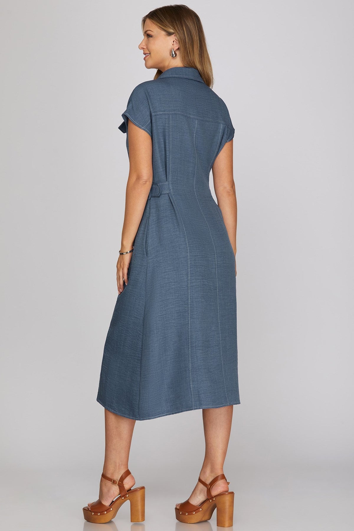 Sagebrush Button-Front Midi Dress - Desert Sunday