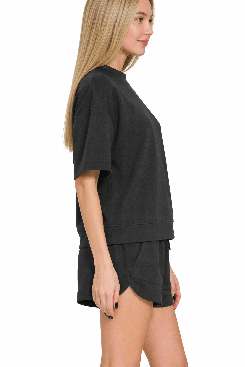 Scuba Short Sleeve & Dolphin Shorts 2PC Set In Black - Desert Sunday