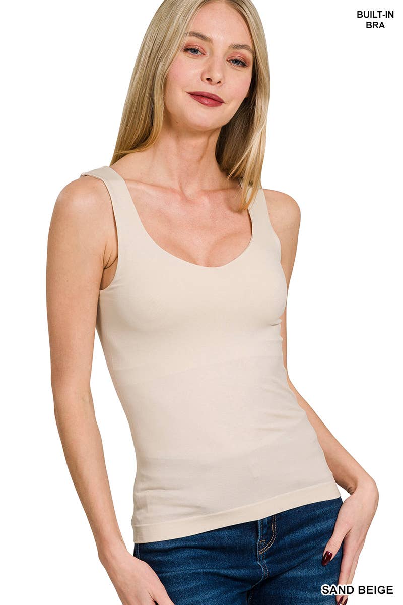 Seamless Tank Top with Built-in Bra - Desert Sunday