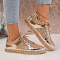 Sequin Lace Up Sneakers - Desert Sunday