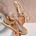Sequin Lace Up Sneakers - Desert Sunday