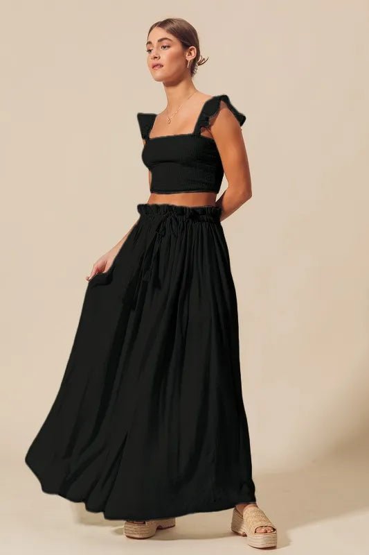 Smocked Top and Flowy Maxi Skirt Set - Desert Sunday