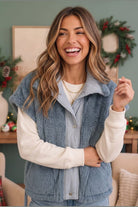 Snuggle Season Sherpa Vest in Slate - Desert Sunday