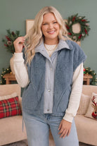 Snuggle Season Sherpa Vest in Slate - Desert Sunday