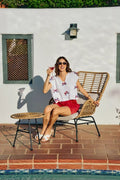 SO ME 4th Of July Ribbon Trimmed Dolman Sweater Top - Desert Sunday