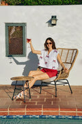 SO ME 4th Of July Ribbon Trimmed Dolman Sweater Top - Desert Sunday