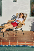 SO ME 4th Of July Ribbon Trimmed Dolman Sweater Top - Desert Sunday