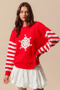SO ME Christmas Snowflake Crochet Embellished Sweater - Desert Sunday