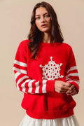 SO ME Christmas Snowflake Crochet Embellished Sweater - Desert Sunday