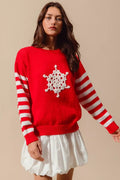 SO ME Christmas Snowflake Crochet Embellished Sweater - Desert Sunday