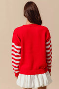 SO ME Christmas Snowflake Crochet Embellished Sweater - Desert Sunday