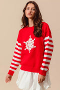 SO ME Christmas Snowflake Crochet Embellished Sweater - Desert Sunday