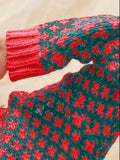 SO ME Color Block Textured Christmas Sweater V Neck Top - Desert Sunday